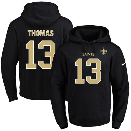Nike Saints #13 Michael Thomas Black Name & Number Pullover NFL Hoodie - Click Image to Close